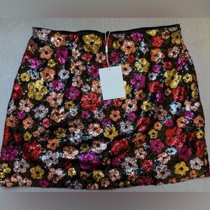 Endless Rose Multicolor Floral Sequin Mini Skirt